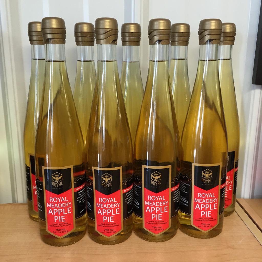 RoyalMeadery's tweet photo. Royal Meadery Apple Pie, a mead w/ honey, apple cider, vanilla, &amp; cinnamon is now available! #mead #nationalmeadday http://t.co/6BgAizS2TM