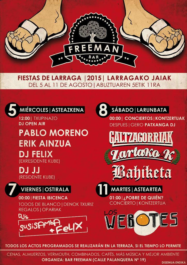 Gure hurrengo kontzertua Larragako festatan izanen da abuztuak 8an! <a href="/Zartako_K/">Zartako-K</a> eta Galtzagorriak taldeekin! Oi!