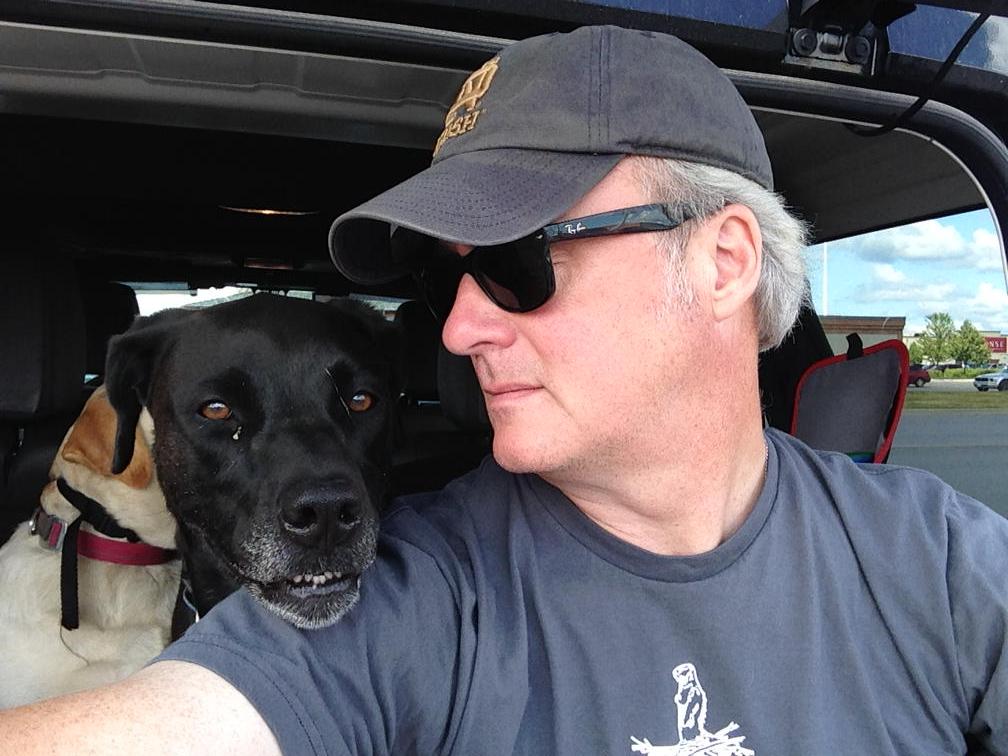 kinsellawarren's tweet photo. Roxy, Canada's Best-Loved Political Dog™, awaits Nana in Belleville with Daisy and Sloane. #LabMob http://t.co/jAS9VPtdg7