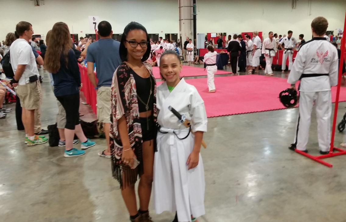 HGBulletproof's tweet photo. This was awesome 😃my friend @CailynMathis from @nbcagt came to support #agtfamily #agt #girlpower #martialartsathlete http://t.co/wPUyvD4ad8