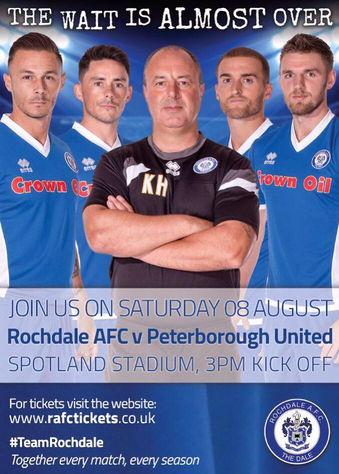 officiallydale's tweet photo. That's the pre-season games schedule over. Dale host Peterborough United in the season opener next Saturday! #RAFC http://t.co/ZYKtH5TBkG