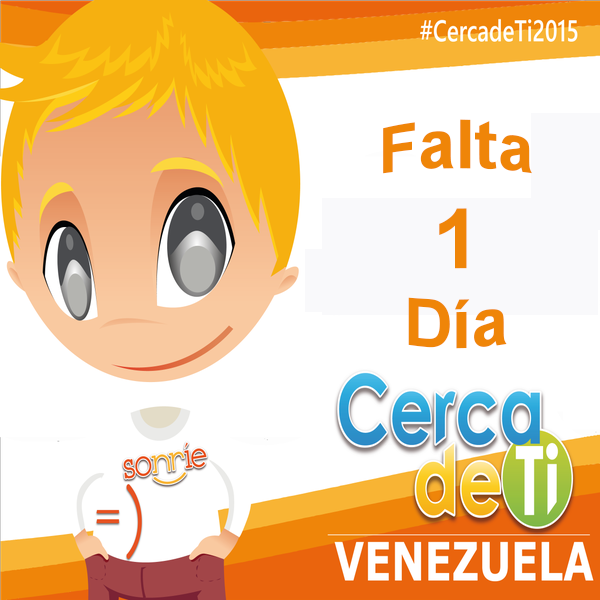 CercaDeTiVzla's tweet photo. ¡1 DÍA! ¡Cesar nos recuerda la cuenta regresiva para iniciar #CercaDeTi2015 Marca FAV si estas ansioso/a =) http://t.co/qi7g7bNtoG