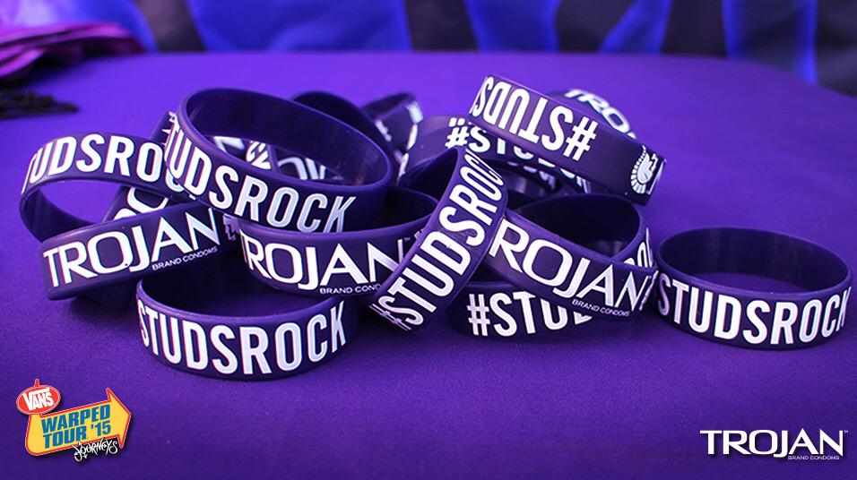 TrojanCondoms's tweet photo. We're rocking out @VansWarpedTour! Come by for a chance to win cool stuff and feel like a stud. #StudsRock http://t.co/LGB3zrlR0V