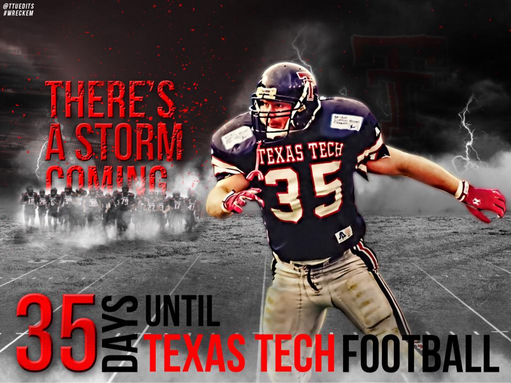 TTUedits's tweet photo. Only 35 more days until #TTU football is back! Are you ready?!
#WreckEm 
#GunsUp http://t.co/qEhhA6pKGw
