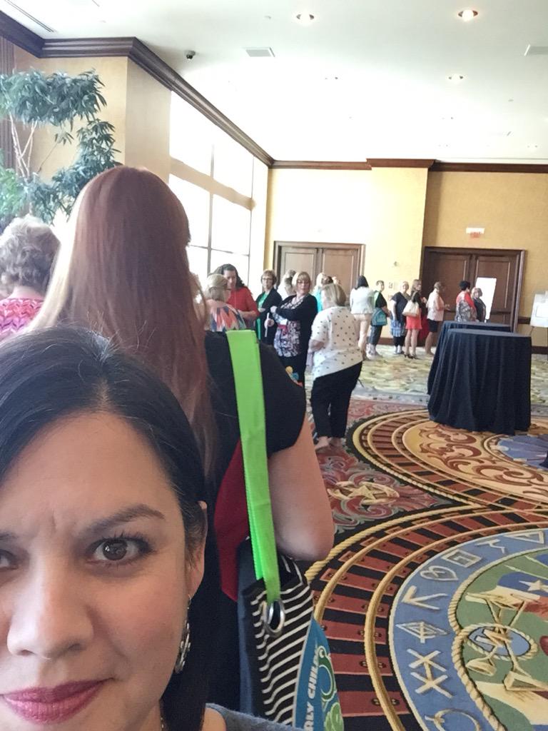 MargoVogelpohl's tweet photo. I was invited to meet Laura Bush! I'm in line and so excited to represent RRISD! #fsSPLASH15 @rrisdpd http://t.co/yHlBMndMKV