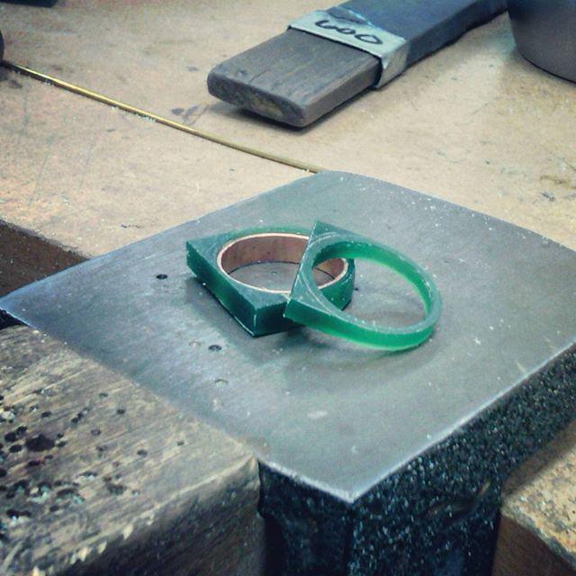 On the bench today- <a href="/jewelust/">Jewelust.com</a> is carving the waxes that will become custom two tone weddin… ift.tt/1N0N57L