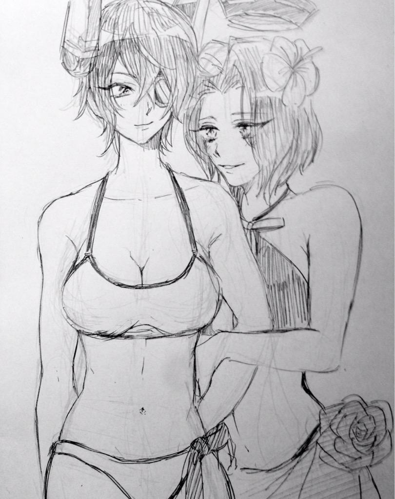 (艦これ)フフ怖ちゃんとその妹 夏グラ可愛いです 