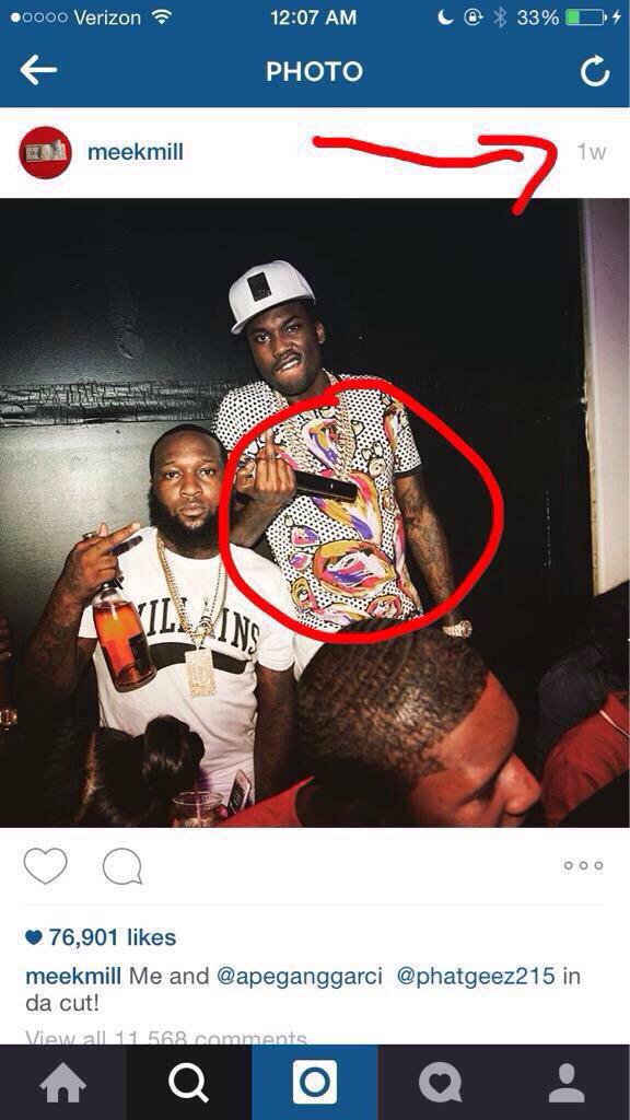 TweetForTheBros's tweet photo. They caught Meek slipping 💀 http://t.co/1XL04l8J8b