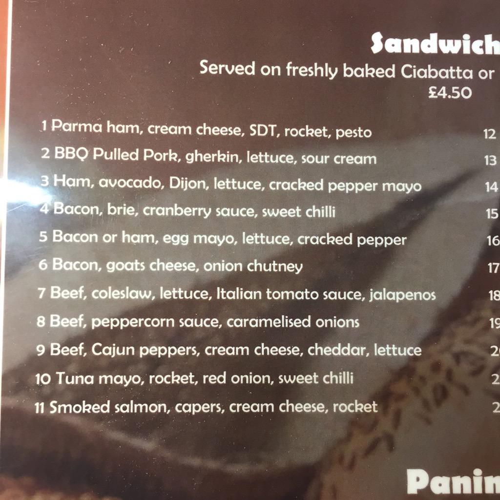 IndulgentTarte's tweet photo. SANDWICHES £4.50 TO SIT IN - UNBELIEVABLE VALUE! OPEN FROM 11AM! http://t.co/cCtf5BbdDS