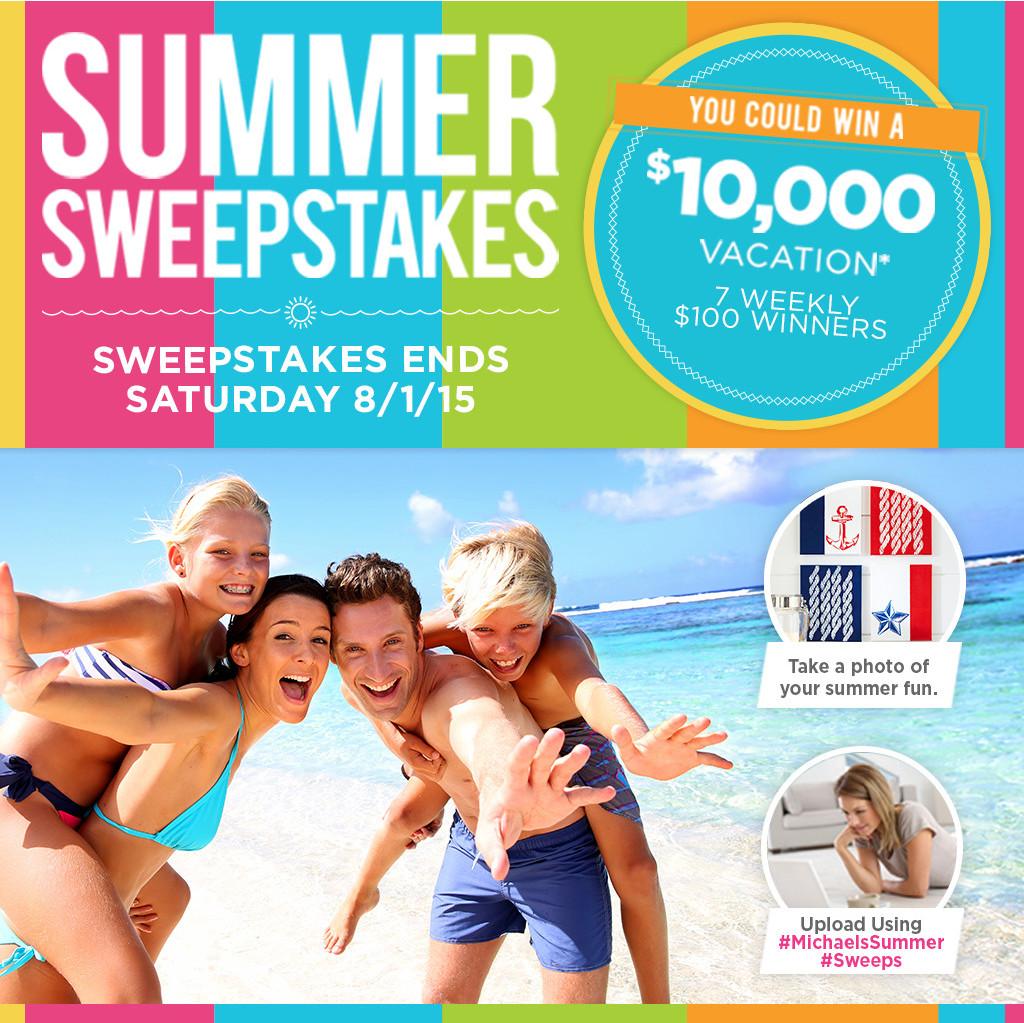 MichaelsStores's tweet photo. LAST DAY to enter our #MichaelsSummer #sweeps for the chance to win $10,000! See all details: http://t.co/msF3CcAjuL http://t.co/SLrAbhEI6n