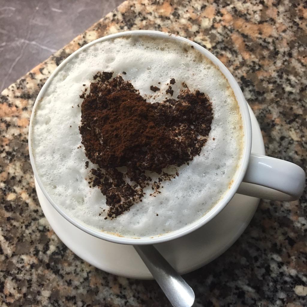 IndulgentTarte's tweet photo. KELSEY PRACTISING HER LATTE ART TODAY - JOIN US TOMORROW FOR COFFEE AND CAKE! 11AM ONWARDS. http://t.co/zLmXJ4qy3C