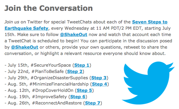 SoCalPrepUS's tweet image. Next TweetChat from @ShakeOut is Wed Aug 5, 11a, subject #MinimizeFinancialHardship. Let's learn together. #EPTips