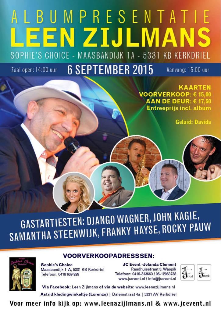 6 sept album prest <a href="/LeenZijlmans/">Leen Zijlmans</a> met oa <a href="/DjangoWagner1/">Django Wagner</a> <a href="/Samantsteenwijk/">Samantha Steenwijk</a> @rockypauw ,Franky Hayse &amp; John Kagie #Party