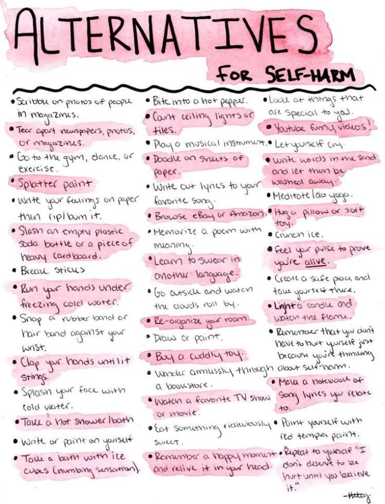 posibbys's tweet image. here are some alternatives for self harm and if these don't work our dms are open for a reason ♥️