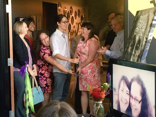 phylfletch's tweet photo. @AnnaKingN3 @kaieeieei &amp; @WSUTriCities Chancellor's wife cut @HanfordWomen ribbon! 👍 Thumb damage depicted. 👎 http://t.co/d5XQ0kptEi