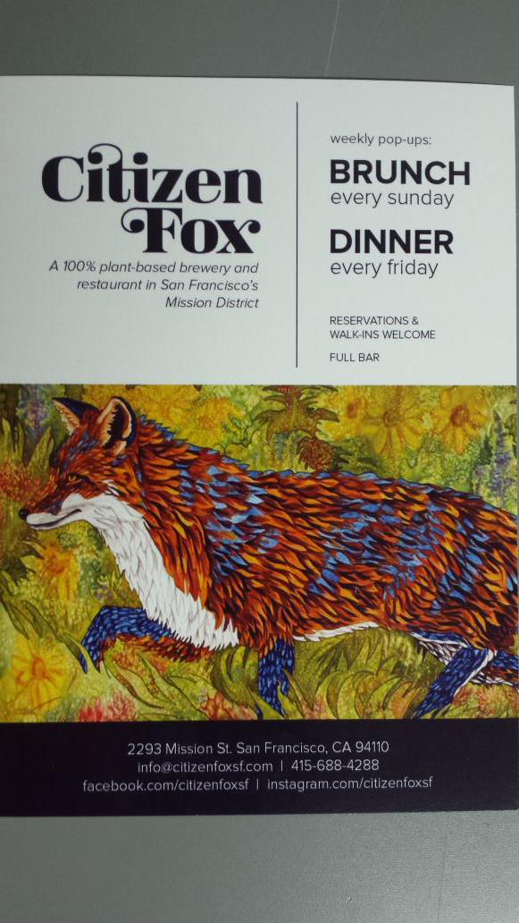 CitizenFoxSF's tweet photo. Sunday Brunch tomorrow! !  A portion of proceeds will be donated to Preetirang Animal Sanctuary.  Full bar :) http://t.co/48DMIde1sI
