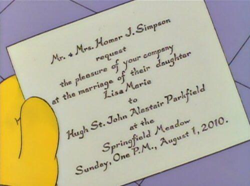Lisa Simpson's future wedding happened five years ago today. i am conflicted