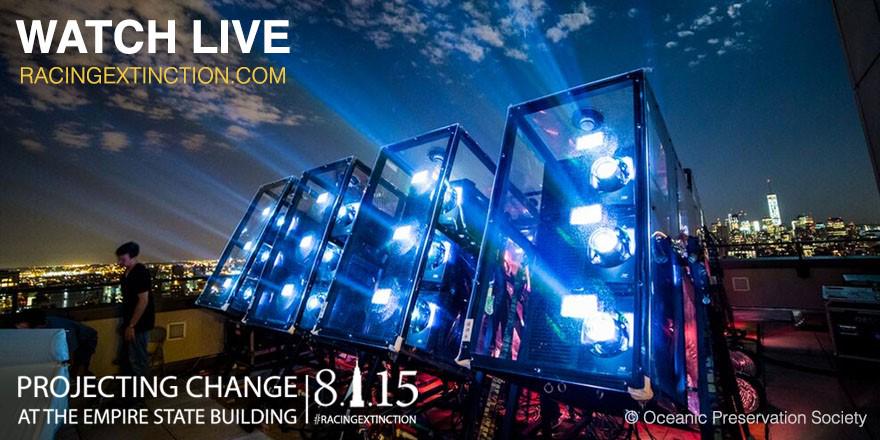 RacingXtinction's tweet photo. Projecting Change @EmpireStateBldg starts now! WATCH LIVE >> http://t.co/R61fPZl1hU #RacingExtinction http://t.co/FD1bjVI4RD