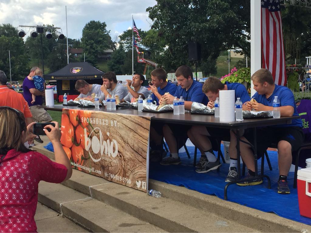 Big Burrito Challenge at the Belpre Homecoming Friday!  Congrats to Robert Fish for winning! #BelpreHC15 #bigburrito