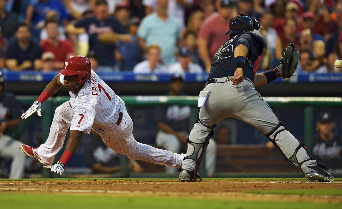 SportsCenter's tweet photo. Phillies come up with 15 hits in their 12-2 win over Braves. Philly has won 12 of last 14. 
Freddy Galvis: HR, 3 RBI http://t.co/kfPeFxAm2D