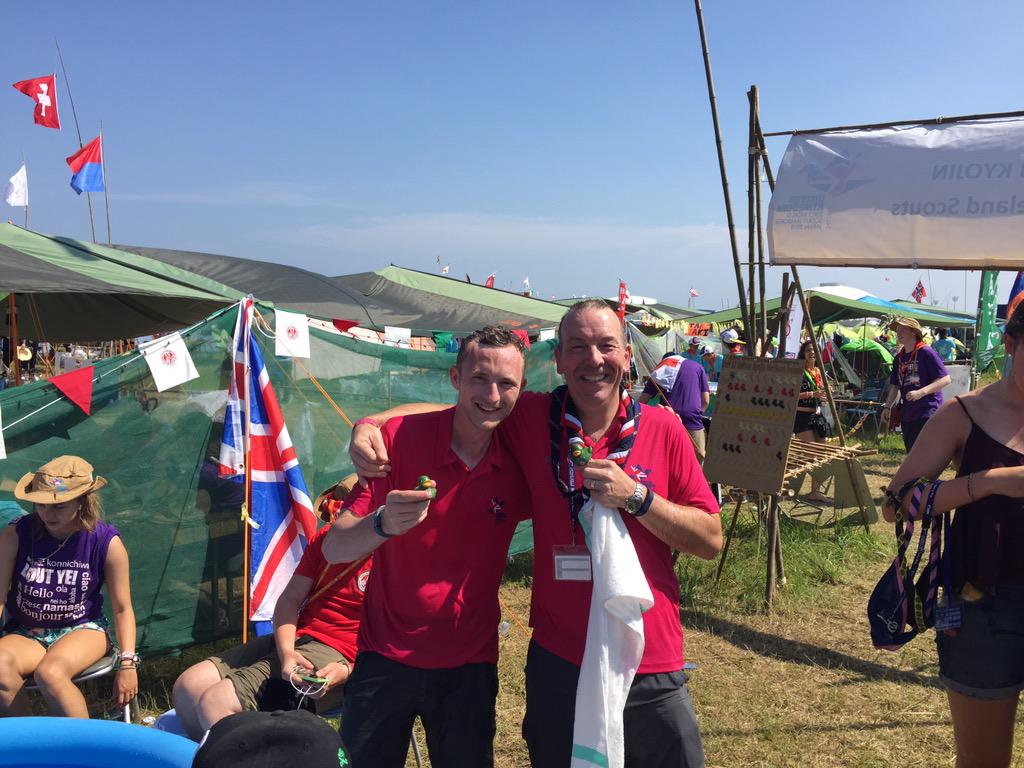 wsjni_2019's tweet photo. @ByronChatburn hope the splash was refreshing and the duck was worth it! #wsj2015 #SaffronTheDuck #cultureday http://t.co/tqbr53p52y