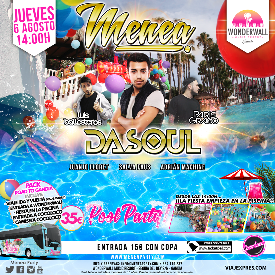 MeneaParty's tweet photo. Este jueves @DasoulOficial en directo en @WonderwallMR Ven Desde Madrid por 35€ todo incluido http://t.co/EtN9o1ffFR http://t.co/ZzrMNMuTz7