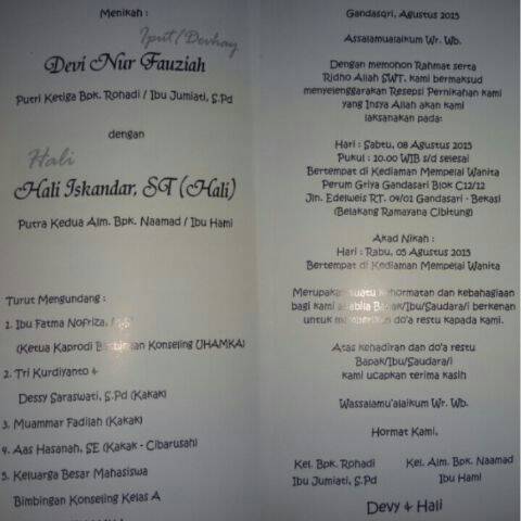 expose_two's tweet image. Ada kabar bahagia nih , teman kita devi nur fauziah akan menikaaaah , ini undangannya silahkan hadir yaaaa ipa duaaa