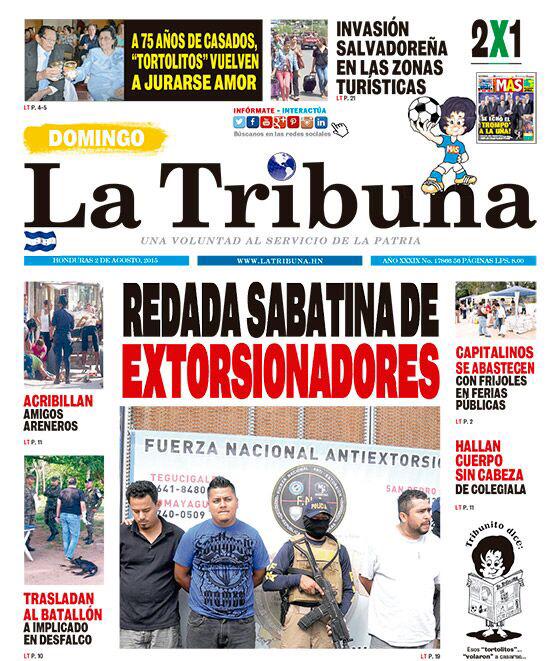 Primeras planas de los medios impresos que se editan hoy 2/8/2015 en Honduras #radiohrn