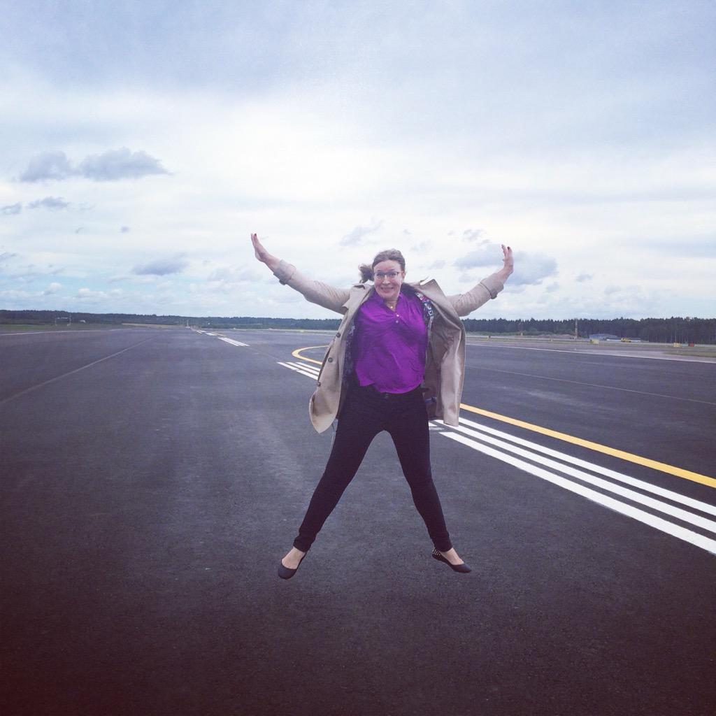 Piritta's tweet photo. I believe I can fly! @HelsinkiAirport #runwayopening #runway1 #helsinkiairport Absolutely fabulous! #travellerpiritta http://t.co/A0buEFNKfU