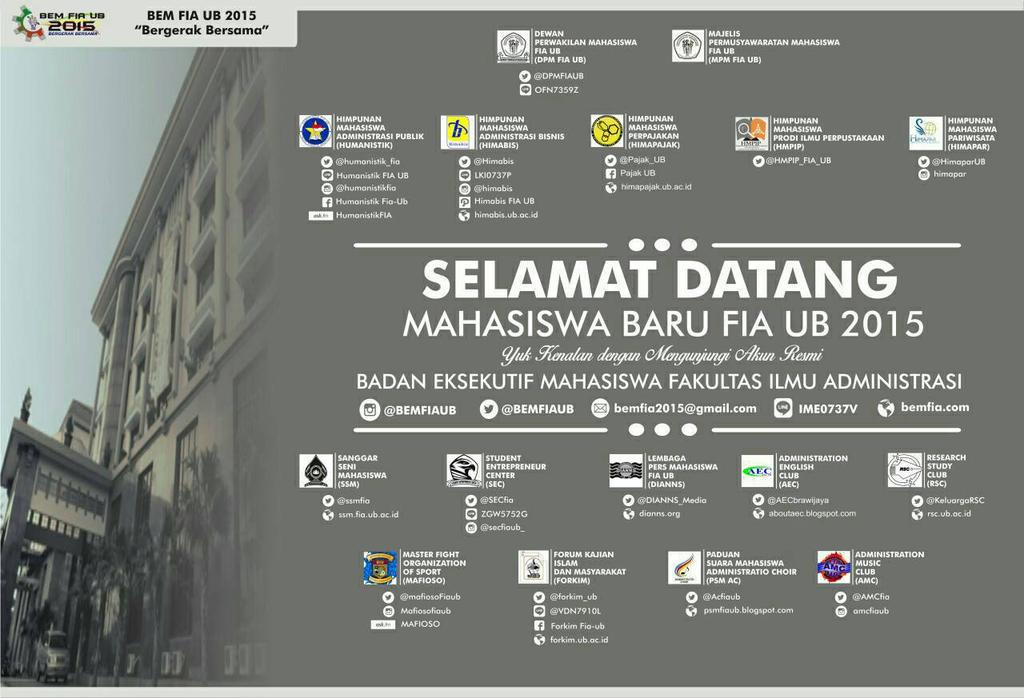 <a href="/fiaub/">FIA UB</a> <a href="/DPMFIAUB/">DPM FIA 2015</a>  <a href="/humanistik_fia/">HUMANISTIK FIA UB</a> <a href="/Himabis/">HIMABIS FIA UB</a> @Pajak_UB @HMPIP_FIA_UB <a href="/HimaparFIAUB/">HIMAPAR FIA UB</a> <a href="/ssmfia/">Sekar Rinonce</a> <a href="/SECfia/">Entrepreneur FIA UB</a> <a href="/DIANNS_Media/">LPM DIANNS FIA UB</a>