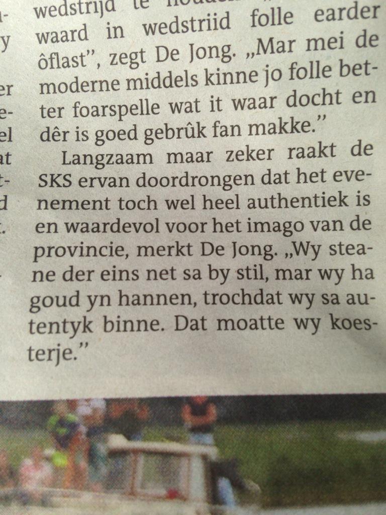 Mooie leste alinea in <a href="/lc_nl/">Leeuwarder Courant</a> oer de krêft fan it Skûtsjesilen! <a href="/skutsjedrachten/">Drachtster Skûtsje</a> <a href="/SKSskutsjesilen/">SKS skûtsjesilen</a>