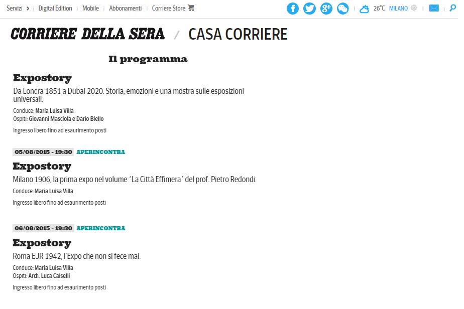 EXPOSTORY's tweet photo. @secolourbano @Expo2015Milano @Corriereit http://t.co/fQp1iiAD4v