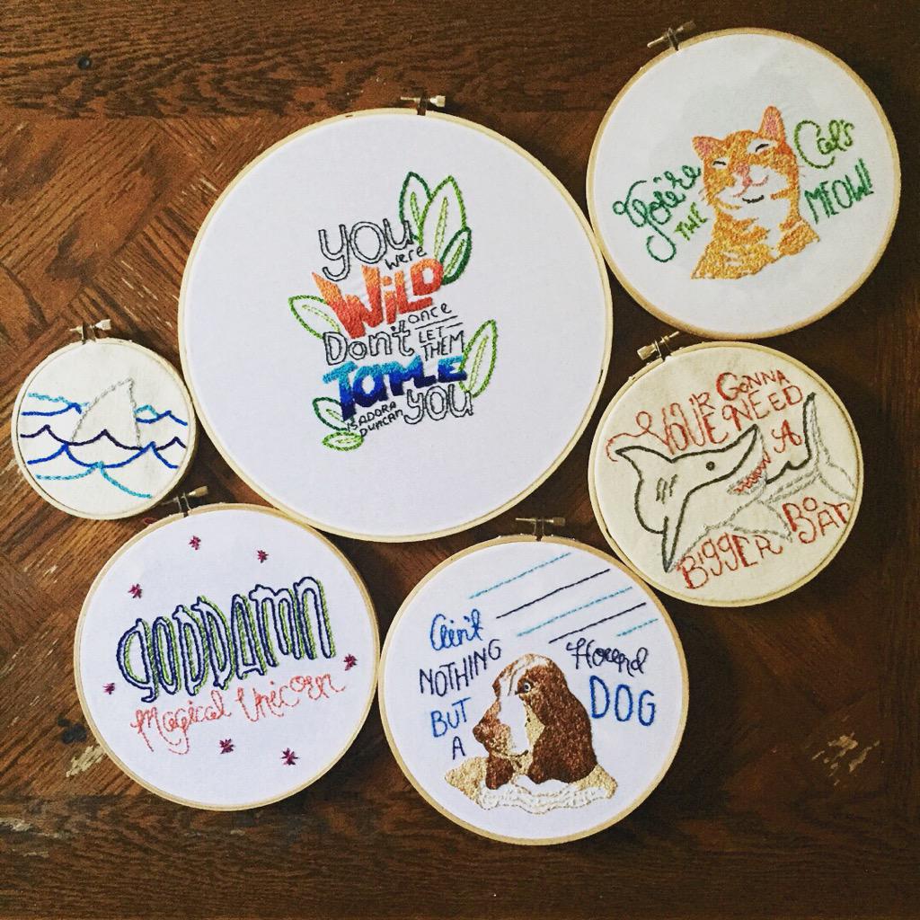MCreativeJ's tweet photo. Hoops, embroidered hoops everywhere! #embroidery #threadart #design http://t.co/3E60kqxRmT