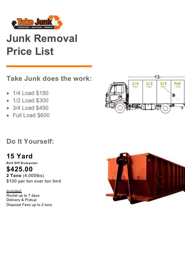 takejunk's tweet image. Take Junk removal pricing