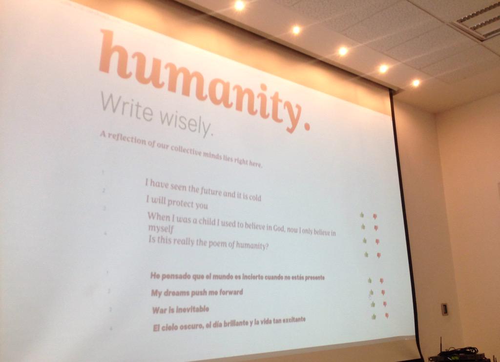 MLHacks's tweet photo. #NovaRocks wants us to write the world's largest/crowdsourced poem!! #TunaHack2015 http://t.co/OsJ71FQErs