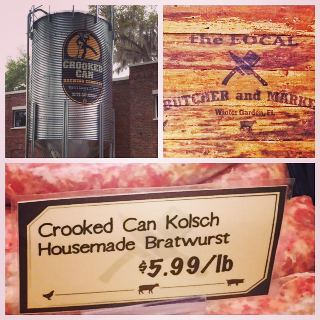 PlantStreet's tweet photo. What happens when you mix Winter Gardens #LocalBrew & #TheLocalButcher? You get @crookedcan Kolsch Homemade Bratwurst http://t.co/t5Ka3wKfE8