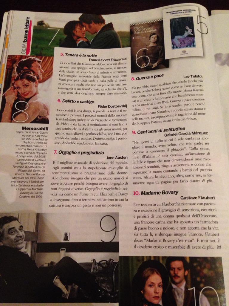 vitto5AFM's tweet photo. "In vacanza adotta un classico"sulla rivista "Gioia" #TwAusten Flaubert Dostoevskij 👍👍 @ExLibris2012 ❤️ http://t.co/HcfQgk7lFe