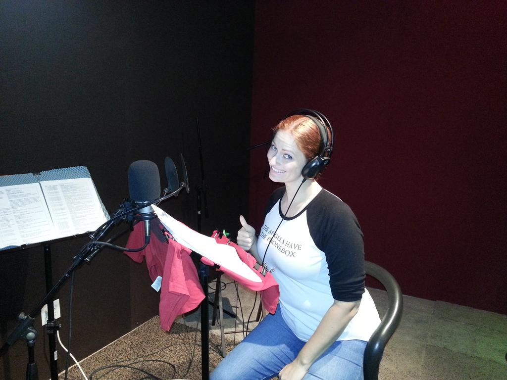 TheOperaGeek's tweet image. The angels have the phone box, but I has the microphone! #voiceactorproblems