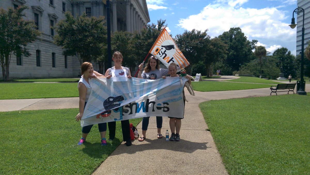 When #TeamPinotNoir met #TeamUnmentionables at the SC State House during #gishwhes2015!