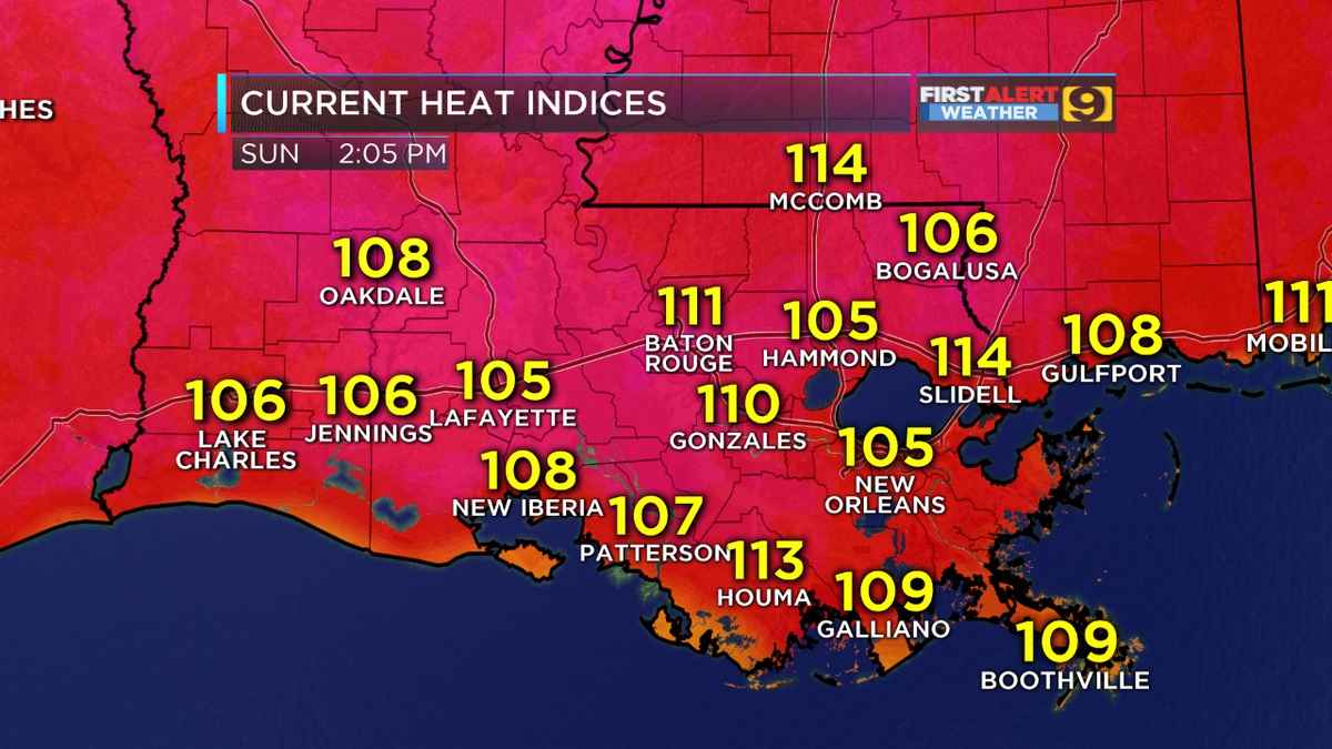 JayGrymes_WX's tweet photo. #BatonRouge: YIKES!  These are the 2pm readings .. good chance they go even higher between now and 5pm!! #GoBR #LAwx http://t.co/2v25WibIaG