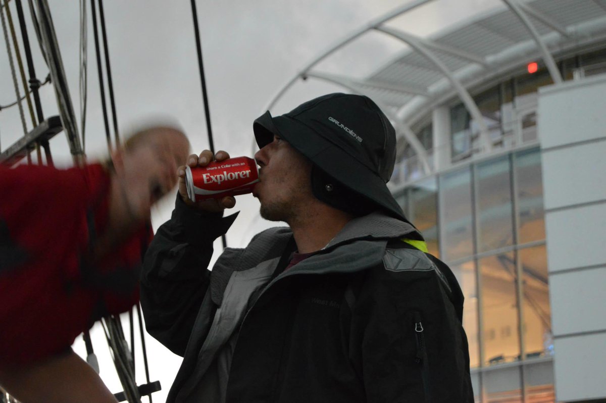 DigginPenny's tweet photo. Cody Carnathan working on the #svdenissullivan tall ship, exploring Lake Michigan. It's a made-for-@cocacola ad! http://t.co/lkgmJKN6Gz