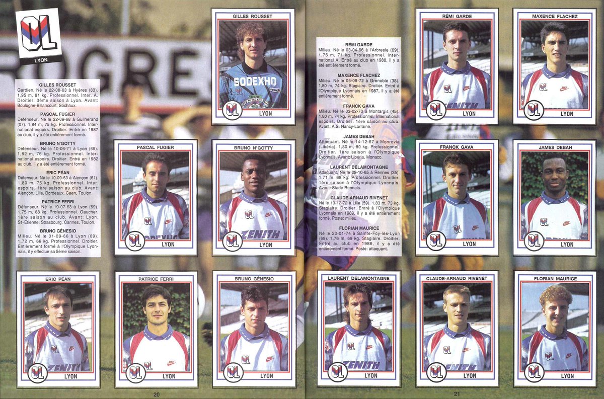 MASSON OLYMPIQUE LYONNAIS LYON OL GERLAND PANINI FOOTBALL CARD 93 1992-1993