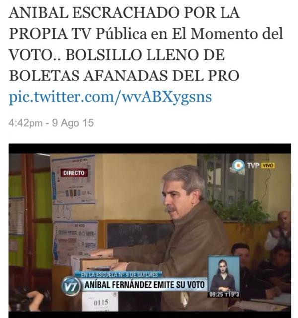 pabloschi's tweet photo. Anibal Fernandez se afano boletas del Pro  http://t.co/8CL0OLxKTA