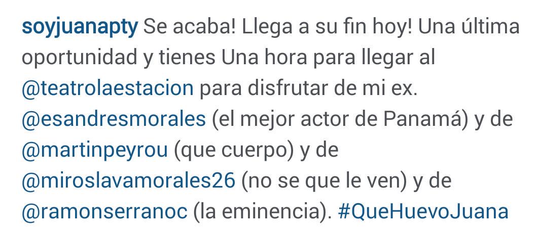NewsAndresM's tweet photo. "@esAndresMorales (el mejor actor de Panamá)" Vía @soyjuanapty

ÚLTIMA FUNCIÓN #CockPty
Res teatroestacion@gmail.com http://t.co/1QDZpmbFJQ