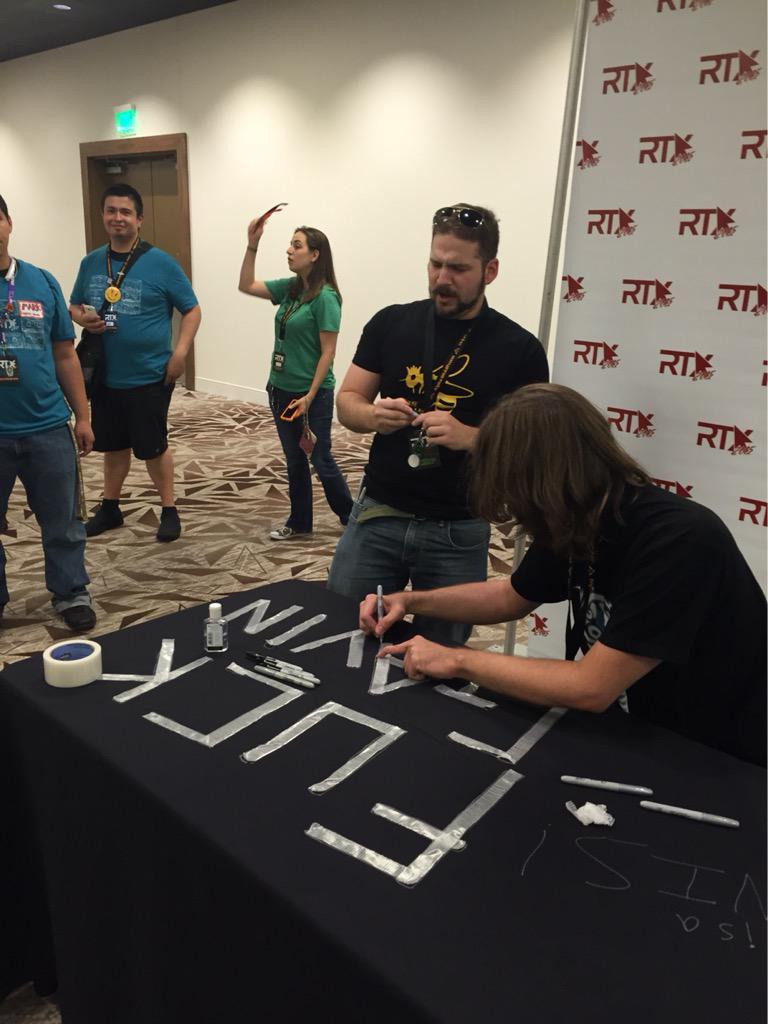 TaipeiNY's tweet photo. @Axialmatt @Jerem6401 @GavinFree @DanielGruchy Signature Shenanigans! #RTX2015 #justrtxthings http://t.co/ZOqNxYf8II