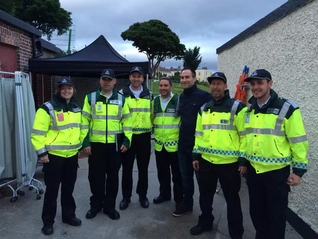 StJohnFoxrock's tweet photo. SJA Foxrock members providing medical cover at the Ironman 70.3 race in Sandycove this morning.. http://t.co/3PZnTXFEma