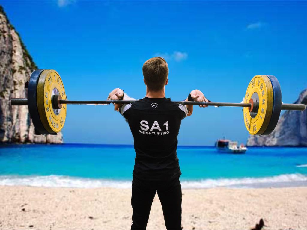 SA1Lifting's tweet photo. Nice to see @cieranrippin kept up his training whilst on holidays #beachsquats #trainanywhere #teamsa1 http://t.co/VMxCjJ6IhL