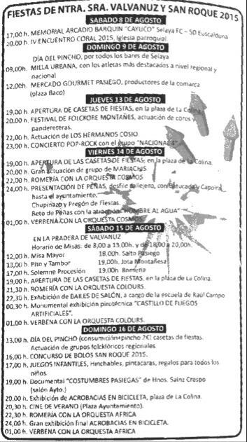 ViveSelaya's tweet photo. PROGRAMA DE FIESTAS NTRA. SEÑORA DE VALVANUZ Y SAN ROQUE 2015 http://t.co/G43WkIpEQm