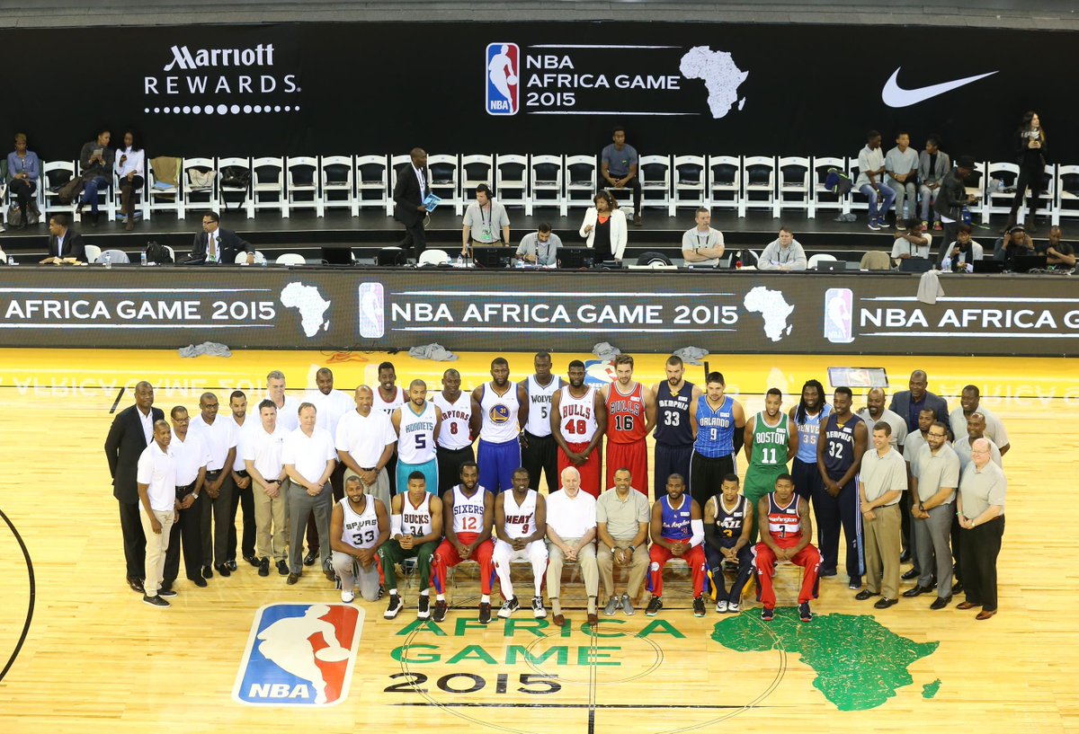 NBA's tweet photo. #TeamWORLD defeats #TeamAFRICA 101-97 in the first ever #NBAAfricaGame! http://t.co/w9sN3JFY3Z http://t.co/wc8Eg2y9GR