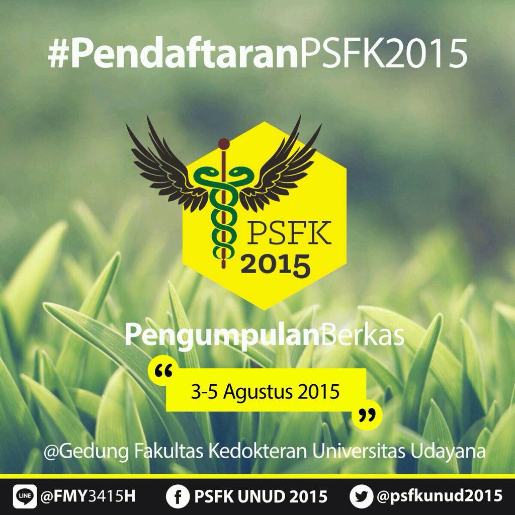 Selamat malam civitas akademika FK Unud✋di ingatkan kembali besok sudah di buka Pendaftaran PSFK 2015!!Don't miss it👌